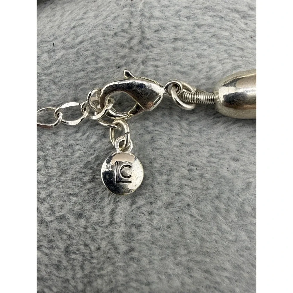 Liz Claiborne Chunky Necklace Silver‎ Tone White Glass Bead 18